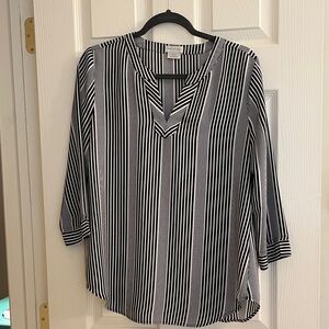 Van Heusen Monochrome Striped V-Neck Blouse